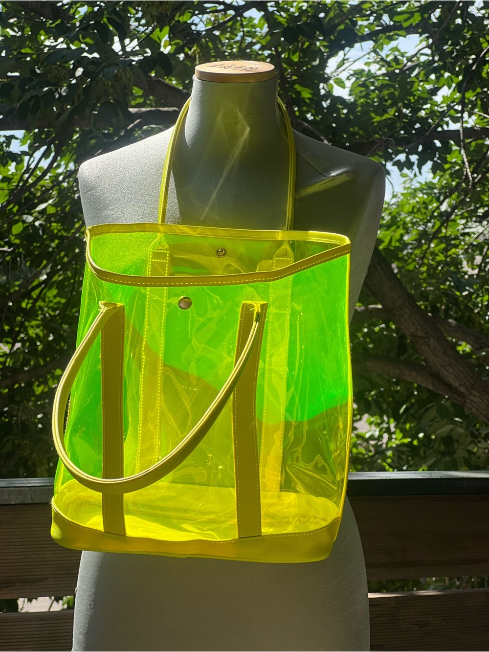 Yellow Transparent Tote Bag - Clear PVC Beach Tote - Picture 3 of 6